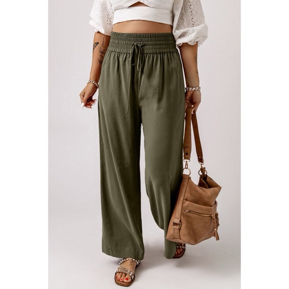 Pants - Olive Casual Wide Leg Pant